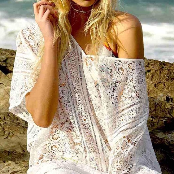 Swim Nwt Crochet Lace Swimsuit Cover Up Maxi Dress Poshmark